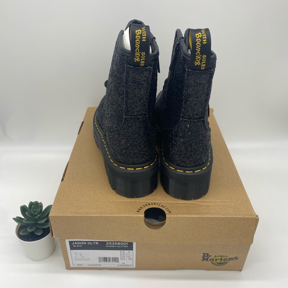 Dr.Marten JADON GLITTER  BLACK CHUNKY GLITTER - Picture 12 of 16